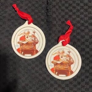 2 Norman Rockwell 
Santa reading letters 
1996 JCPenney ornaments